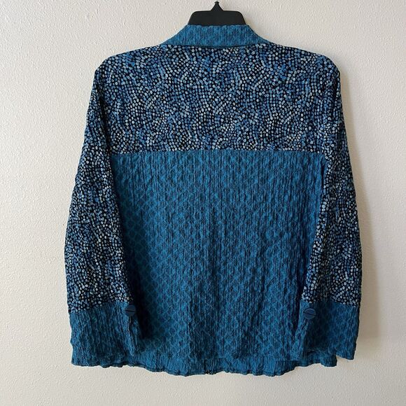 Habitat Clothes To Live In Button Up Top Sz. Medium Bell Sleeves Lagenlook Artsy - Picture 4 of 4